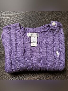 Ralph Lauren Lavender Cable Knit Crew Sweater